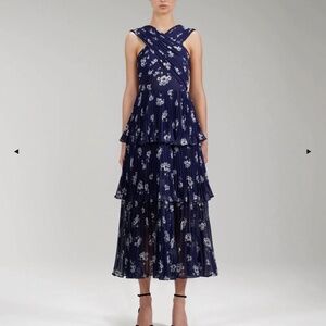 Crossover Tiered Floral Chiffon